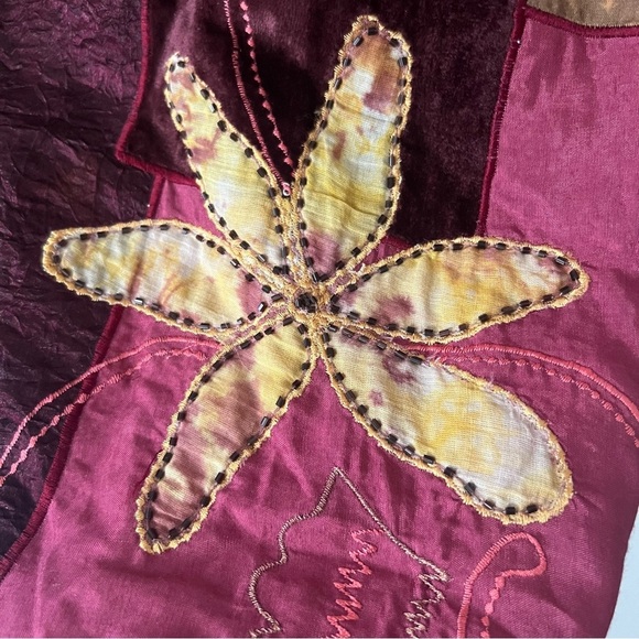 Vintage Patchwork Embroidered Velvet Lightweight Jacket Boho Festival XL Hippie - Picture 4 of 15